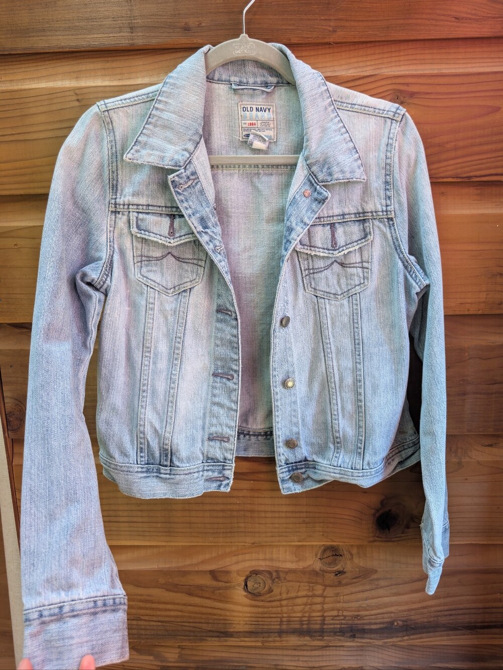 Old Navy Vintage Faded Light Blue Denim Trucker Jacket - Women's